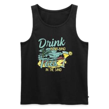 Drink in my Hand Toes in the Sand Strand Urlaubs - Männer Premium Bio Tank Top - Schwarz - Vorne - Michal (187cm)