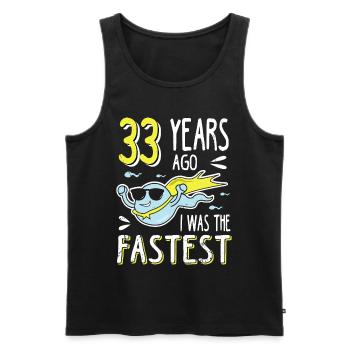 33 Years Ago I Was The Fastest 33. Geburtstag - Männer Premium Bio Tank Top - Schwarz - Vorne - Michal (187cm)
