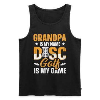 Grandpa Is My Name Disc Golf Is My Game für Opa - Männer Premium Bio Tank Top - Schwarz - Vorne - Michal (187cm)