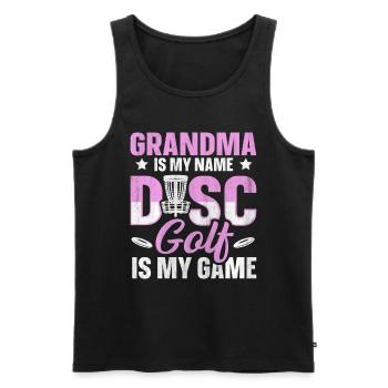 Grandma Is My Name Disc Golf Is My Game für Oma - Männer Premium Bio Tank Top - Schwarz - Vorne - Michal (187cm)