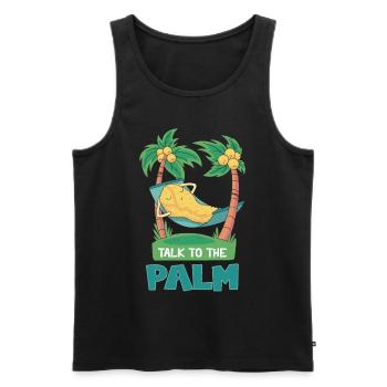 Monkey in the Hammock - Talk To The Palm - Men's Premium Organic Tank Top - black - Front - AI Model Male 178 light (178cm)