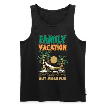 Vacances régulières mais plus amusantes - Vacances en famille - Débardeur bio Premium Homme - noir - Devant - AI Model Male 178 light (178cm)