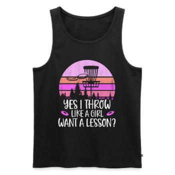 Yes I Throw Like A Girl Want A Lesson Disc Golf - Men's Premium Organic Tank Top - black - Front - Michal (187cm)