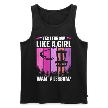 Yes I Throw Like A Girl Want A Lesson Disc Golf - Men's Premium Organic Tank Top - black - Front - Michal (187cm)