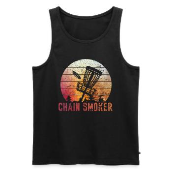 Retro Sunset Chain Smoker Disc Golf - Débardeur bio Premium Homme - noir - Devant - Michal (187cm)