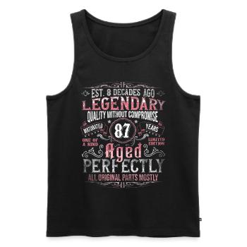Vintage 87 Aged Perfectly Women on 87th Birthday - Men's Premium Organic Tank Top - black - Front - AI Model Male 178 light (178cm)