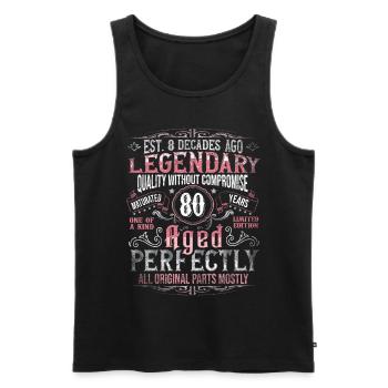 Vintage 80 Aged Perfectly Women on their 80th Birthday - Men's Premium Organic Tank Top - black - Front - Michal (187cm)