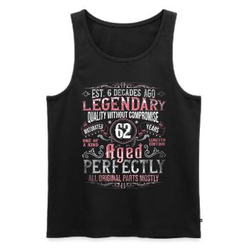 Vintage 62 Aged Perfectly Women on 62nd Birthday - Men's Premium Organic Tank Top - black - Front - Michal (187cm)