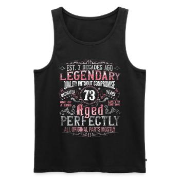 Vintage 73 Aged Perfectly Women on 73rd Birthday - Men's Premium Organic Tank Top - black - Front - AI Model Male 178 light (178cm)