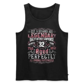 Vintage 32 Aged Perfectly Women on 32nd Birthday - Men's Premium Organic Tank Top - black - Front - AI Model Male 178 light (178cm)