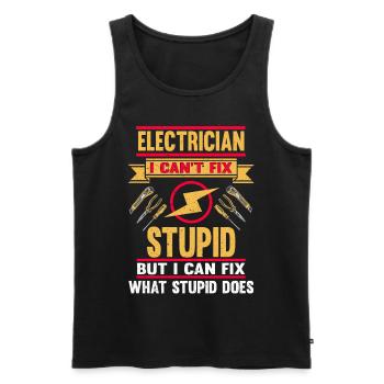 Je ne peux pas réparer Stupid Electrician - Débardeur bio Premium Homme - noir - Devant - Michal (187cm)