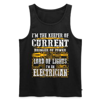Im The Keeper Of Current Elektriker - Männer Premium Bio Tank Top - Schwarz - Vorne - Michal (187cm)