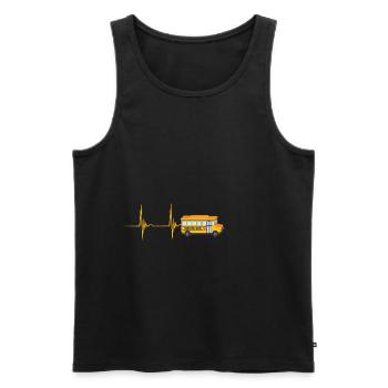 Schulbus Fahrer Bus Liebhaber Herzschlag EKG Puls - Männer Premium Bio Tank Top - Schwarz - Vorne - Michal (187cm)