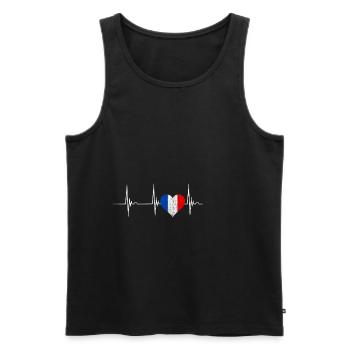 Frankreich Herz Franzose Herzschlag EKG Puls Franc - Männer Premium Bio Tank Top - Schwarz - Vorne - Michal (187cm)