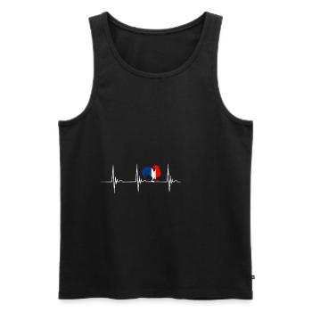 Gallischer Hahn Herzschlag EKG Puls Frankreich Fra - Männer Premium Bio Tank Top - Schwarz - Vorne - Michal (187cm)