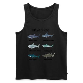 typen von haien walhai hammerhai tigerhai makohai - Männer Premium Bio Tank Top - Schwarz - Vorne - AI Model Male 178 light (178cm)