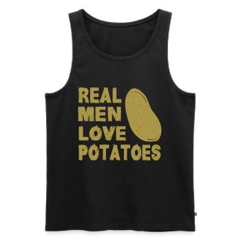 French fries potatoes Sweet potato Potato - Men's Premium Organic Tank Top - black - Front - Michal (187cm)