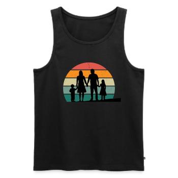 Famille Maman Papa Enfant Fils Fille Tante Oncle - Débardeur bio Premium Homme - noir - Devant - Michal (187cm)