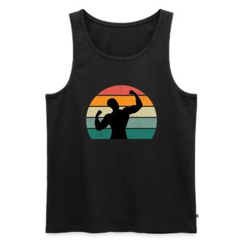 Krafttraining Fitnessstudio fitness sport Training - Männer Premium Bio Tank Top - Schwarz - Vorne - AI Model Male 178 light (178cm)