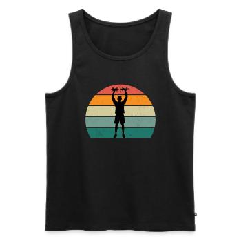 Strength training Gym fitness sport Training - Men's Premium Organic Tank Top - black - Front - Michal (187cm)