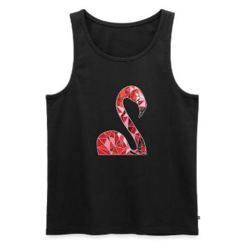 Flamants roses Oiseau rose une patte debout flamant rose - Débardeur bio Premium Homme - noir - Devant - AI Model Male 178 light (178cm)
