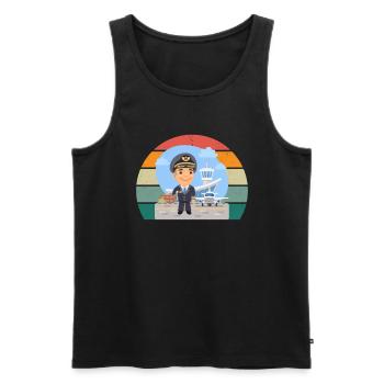 Airplanes Flying Pilot Pilot Airport - Men's Premium Organic Tank Top - black - Front - AI Model Male 178 light (178cm)