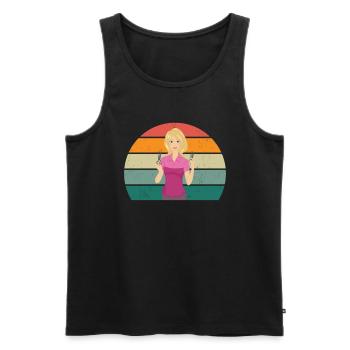 Haare schneiden Friseuse Frisörin Schere Fön Haar - Männer Premium Bio Tank Top - Schwarz - Vorne - AI Model Male 178 light (178cm)
