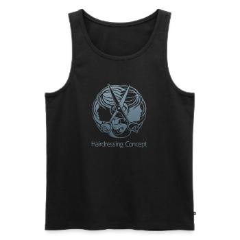 Haare schneiden Friseuse Frisörin Schere Fön Haar - Männer Premium Bio Tank Top - Schwarz - Vorne - AI Model Male 178 light (178cm)