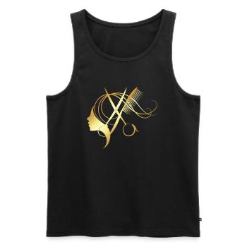 Haare schneiden Friseuse Frisörin Schere Fön Haar - Männer Premium Bio Tank Top - Schwarz - Vorne - AI Model Male 178 light (178cm)