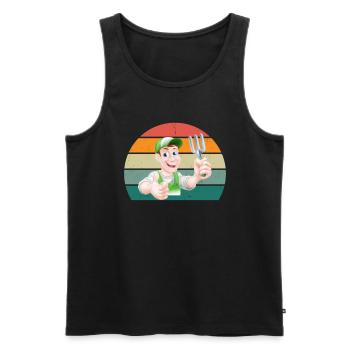 Gärtner Gärtnerin Hecke Rasen Rasenmähen Garten - Männer Premium Bio Tank Top - Schwarz - Vorne - Michal (187cm)