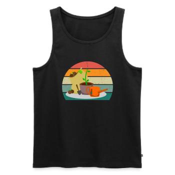 Gärtner Gärtnerin Hecke Rasen Rasenmähen Garten - Männer Premium Bio Tank Top - Schwarz - Vorne - Michal (187cm)