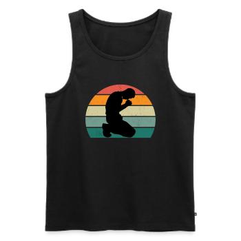 Jesus Christ God Pray Christianity Religion - Men's Premium Organic Tank Top - black - Front - AI Model Male 178 light (178cm)