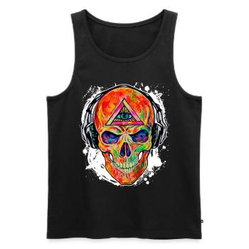 Cool DJ Music Skull Allsehende Auge Gottes 03 - Männer Premium Bio Tank Top - Schwarz - Vorne - AI Model Male 178 light (178cm)