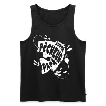 Papa pêcheur humour pêche cadeau fête des pères - Débardeur bio Premium Homme - noir - Devant - Michal (187cm)