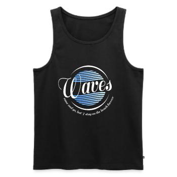 Waves come an go, but I stay on the beach forever - Männer Premium Bio Tank Top - Schwarz - Vorne - AI Model Male 178 light (178cm)