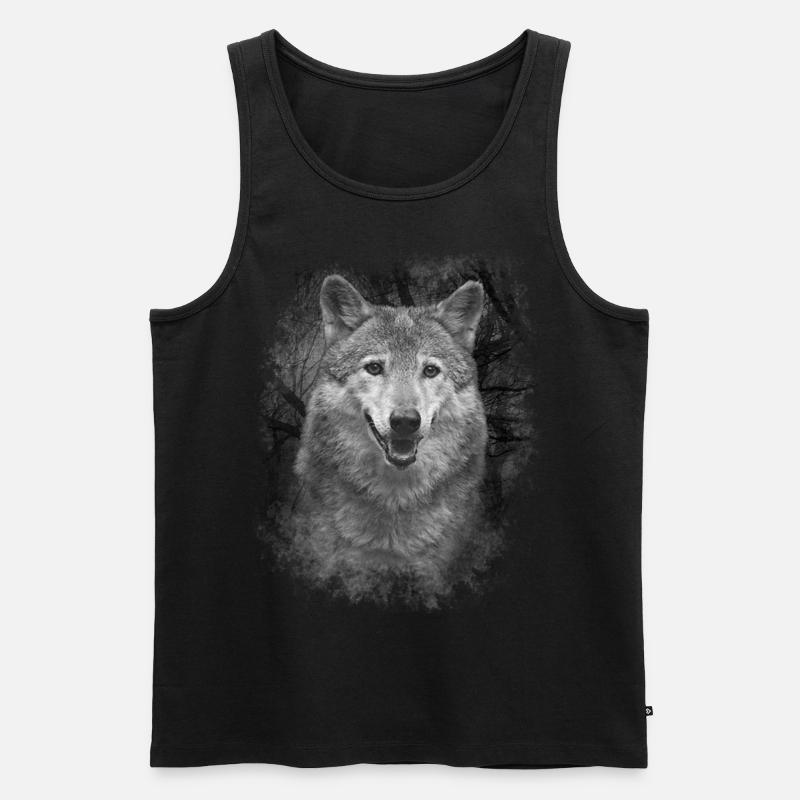 Wolf - Männer Premium Bio Tank Top - Schwarz