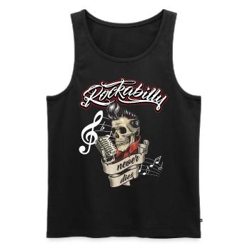 Rockabilly never dies - Männer Premium Bio Tank Top - Schwarz - Vorne - AI Model Male 178 light (178cm)