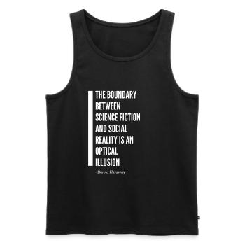Donna Haraway cyborg citation - Débardeur bio Premium Homme - noir - Devant - AI Model Male 178 light (178cm)