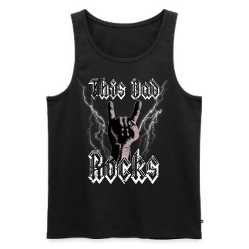 Herren Rock n Roll Papa This Dad Rocks T-Shirt - Männer Premium Bio Tank Top - Schwarz - Vorne - Michal (187cm)