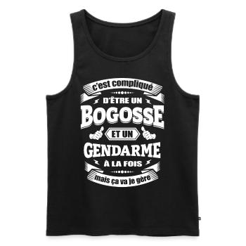 BOGOSSE ET GENDARME À LA FOIS - Débardeur bio Premium Homme - noir - Devant - AI Model Male 178 light (178cm)