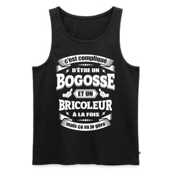 BOGOSSE BRICOLEUR - Débardeur bio Premium Homme - noir - Devant - Michal (187cm)