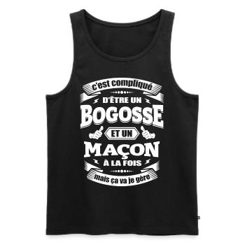 BOGOSSE ET MAÇON - Débardeur bio Premium Homme - noir - Devant - Michal (187cm)