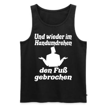 Im Handumdrehen den Fuß gebrochen Wortspiel Witz - Männer Premium Bio Tank Top - Schwarz - Vorne - AI Model Male 178 light (178cm)