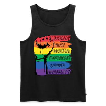 Pride Arc-en-ciel Poing LGBT - Débardeur bio Premium Homme - noir - Devant - Michal (187cm)