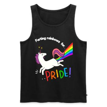 Drôle de licorne arc-en-ciel de la gay pride - Débardeur bio Premium Homme - noir - Devant - Michal (187cm)