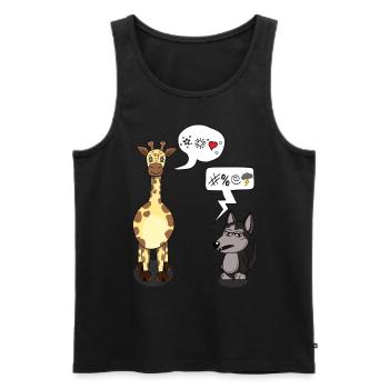 Gewaltfreie Kommunikation Giraffe und Wolf - Männer Premium Bio Tank Top - Schwarz - Vorne - AI Model Male 178 light (178cm)