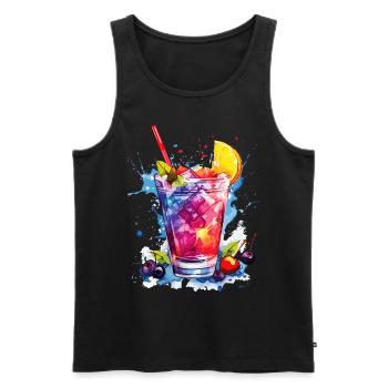 Cocktail Summer Beach Bar Club Party Drink - Men's Premium Organic Tank Top - black - Front - AI Model Male 178 light (178cm)