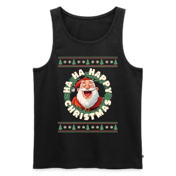 Funny Santa Claus laughs at Christmas Funny - Men's Premium Organic Tank Top - black - Front - Michal (187cm)