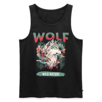 Loup tête de loup Nature nature sauvage aventure forêt Art - Débardeur bio Premium Homme - noir - Devant - AI Model Male 178 light (178cm)