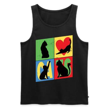 Cat Silhouettes Cat Lover Vintage Retro - Men's Premium Organic Tank Top - black - Front - AI Model Male 178 light (178cm)